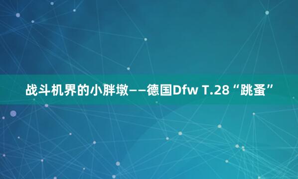 战斗机界的小胖墩——德国Dfw T.28“跳蚤”